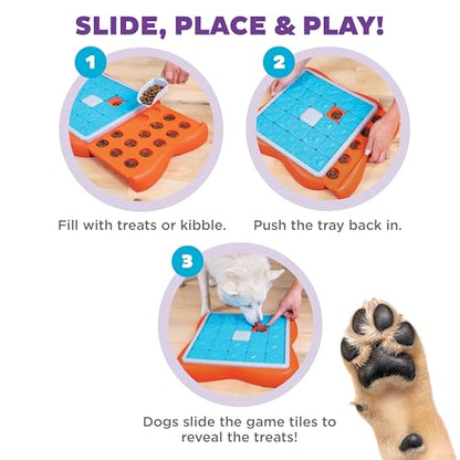 Outward Hound by Nina Ottosson Challenge Slider – Interactive Dog Treat Puzzle Enrichment Toy, Level 3 Advanced - color: Challenge Slider (Orange, Blue)