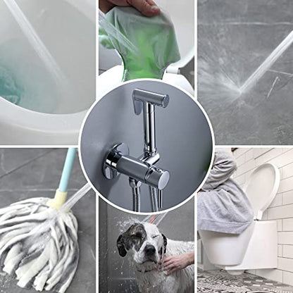 SHAMANDA Warm Water Bidet Sprayer for Toilet with Hot and Cold Brass Rough-in Valve, Stainless Steel Round Handheld Bidet Attachment Set for Feminine, Pets and Baby Diaper Wash, Polished Chrome BDS09 - color: Chrome, style: Hot & Cold Water Modes-Round