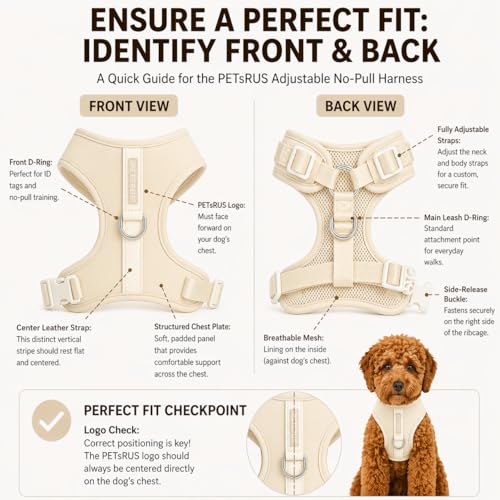Premium No-Pull Dog Harness Soft Neoprene & Breathable Mesh Vest with Front & Back Clip D-Rings Adjustable Lightweight Walking Harness for Puppies, Small & Medium Dogs (Sand, S) - color: Sand, size: S: Neck=13.8-17.3''/Chest=16.1-21.3''