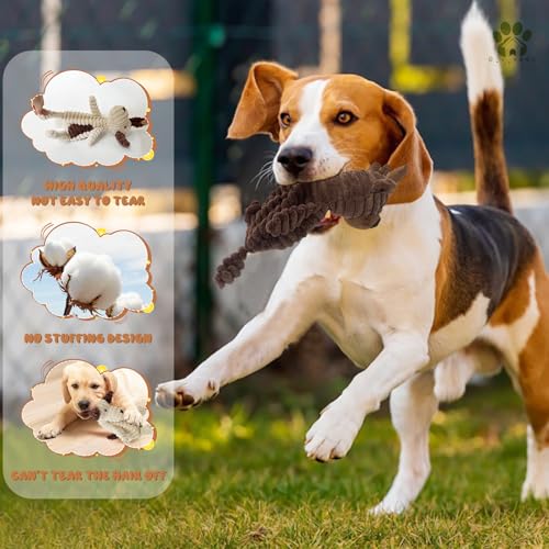 Dog Toy Body Limbs No Stuffing Head Filling Animal Appearance with Soft Squeaker,for Indoor Puppies and Senior Pups Chew and Play(Fox)