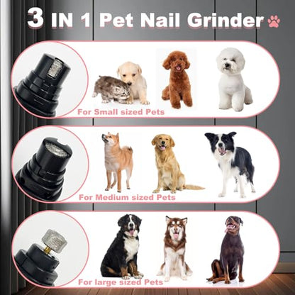 Consss Dog Nail Grinder Quiet, Easy to Use Pet Nail Grinder with Led Lights, 7500 RPM Dog Nail Clippers for Large Dogs Medium Small Dogs & Cats, Continuous 3-Hour Battery Life