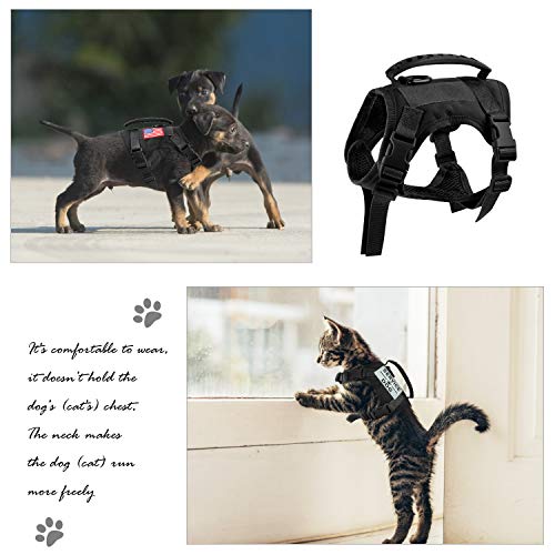 Tactical Service Dog Vest Harness, Outdoor Training Military K9 Patrol Dog Vest Adjustable Tactical Puppy Harnesses with Handle (XS, Black) - color: Black, size: X-Small (Pack of 1)