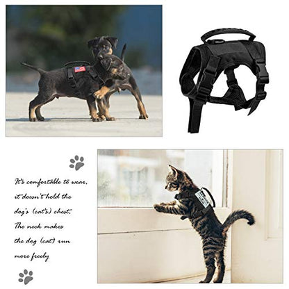 Tactical Service Dog Vest Harness, Outdoor Training Military K9 Patrol Dog Vest Adjustable Tactical Puppy Harnesses with Handle (XS, Black) - color: Black, size: X-Small (Pack of 1)