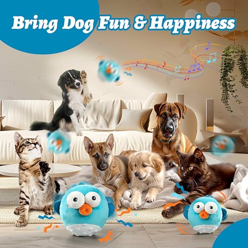 GUKCO Dog Toys,Rechargeable Crinkle Chew Interactive Squeaky Toy with Jumping Music Moving Ball for Small Medium Large Breed Puppy Toys to Keep Pets Busy (Puffer) - color: Puffer