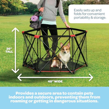 Carlson 6-Panel Foldable and Portable Steel Pet Exercise and Play Pen, Indoor and Outdoor, with Carrying Case, Red - size: 6 Panel