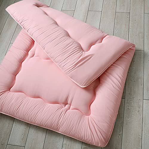 Floor Mattress for Adults Traditional Japanese Floor Futon Mattresses Foldable Guest Bed Camping Mattress Roll Up Sleeping Pad Thicken Tatami Mat with Mattress Cover,Pink,Full(120x200cm) - color: Pink, size: Full(120x200cm)