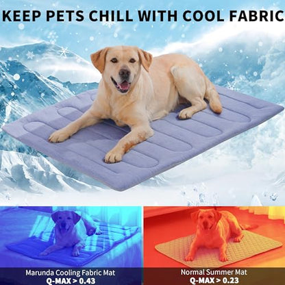 MARUNDA Dog Cooling Mat, No Need to Freeze Or Refrigerate This Cool Pet Pad Cat Mats- Keep Your Pet Cool, Machine Washable (Blue, 28" x 20" - M-Crate) - color: Blue, size: 28" x 20" - M-Crate