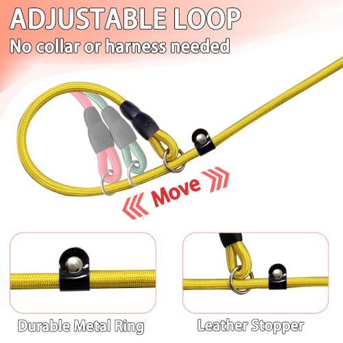 FOVRLZSE 3-Pack Adjustable No-Pull Dog Slip Leads 3 Colors (Yellow/Pink/Green) - Dogs' Fave Hues, Easy On/Off, No Collar Needed, Ideal for Training & Walking - color: Yellow, pink, green