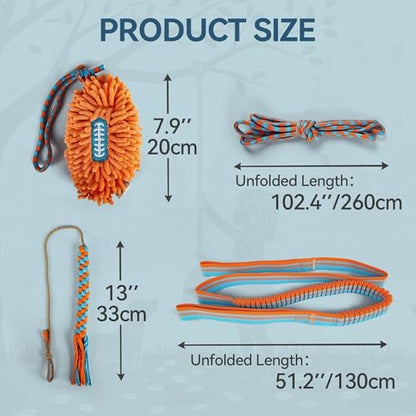 ALL FOR PAWS Dog Bungee Tug Toy, Outdoor Hanging Bungee from Tree for Chase & Tug Fun, Interactive Tug-of-War Toy for Small and Medium Dogs, Bungee Cord with Dog Rope Toy & Soft Chew Toy