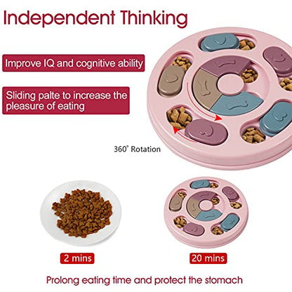 DR CATCH Dog Puzzles,Dogs Food Puzzle Feeder Toys for IQ Training & Mental Enrichment,Dog Treat Puzzle(Pink) - color: Pink, size: 9.44" x 9.44" x 1.14"
