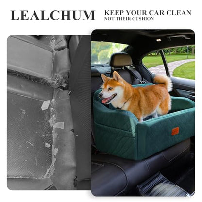 Lealchum Dog Car Seat for Medium/Large Dogs,2 Clip-On Safety Leashs for 2 Small Dogs,Removable and Washable Comfy Pet Car Seat,Easy to Install and Clean (Green, Large) - color: Green