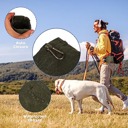 cambk Dog Treat Pouch Training Kit for Keychain, Small Puppy Treat Bag with Clip for Leash on the go, Hands Free Auto Closure Pouches with Dog Clicker and Silent Whistle for Pet Training