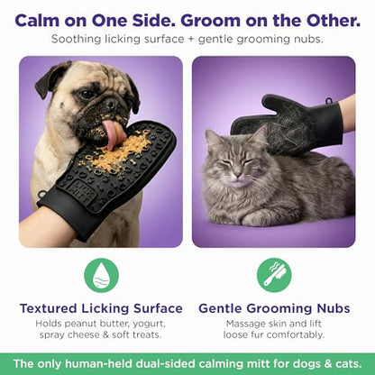 Lixy Pet LickMitt – Dual-Sided Calming & Grooming Mitt for Dogs and Cats – Human-Held Silicone Treat Mitt for Anxiety Relief, Bonding & Shedding – BPA-Free, Food-Grade, Easy Clean – Black - color: Black