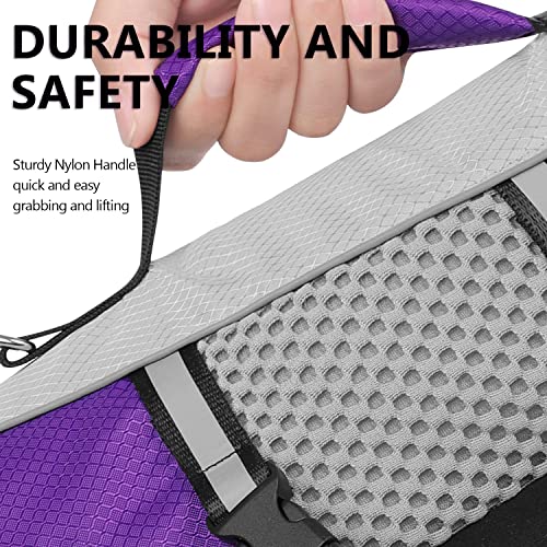 Queenmore Dog Life Jacket Swimming Vest Lightweight High Reflective Pet Lifesaver with Lift Handle, Leash Ring Purple,S - color: Purple, size: Small