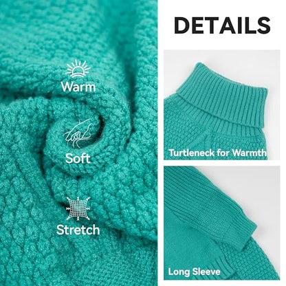 cyeollo Stretchy Fleece Dog Sweater, Knit Sweaters for Small Dogs Girl Warm Turtleneck Doggy Sweatshirt with Sleeves Fall Winter Pullover Cold Weather Dog Clothes, Aqua Green S - color: Aqua Green, size: Small