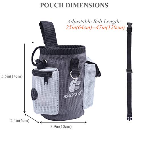 AMZNOVA Dog Treat Bag Treatnow Dog Treat Pouch, Training Pouch with Waist Belt & Clicker for Training & Walking, Waist Clip On Snack Fanny Pack for Pet, 3Cups, Grey - color: Grey
