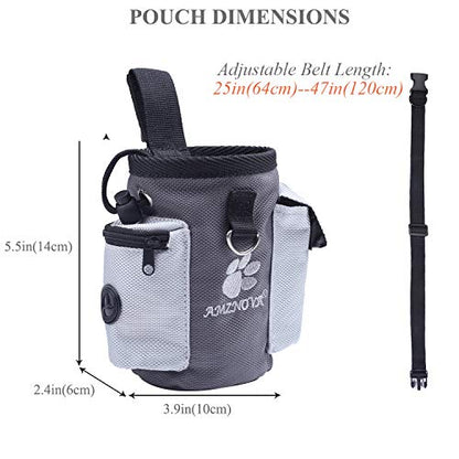 AMZNOVA Dog Treat Bag Treatnow Dog Treat Pouch, Training Pouch with Waist Belt & Clicker for Training & Walking, Waist Clip On Snack Fanny Pack for Pet, 3Cups, Grey - color: Grey