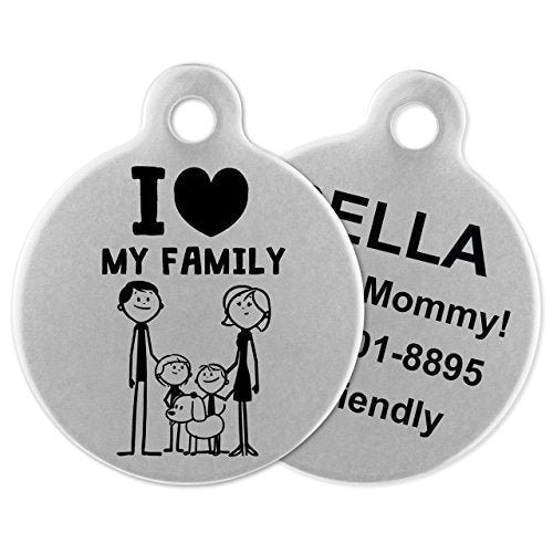 If It Barks - Engraved Pet ID Tags for Dogs - Personalized Stainless Steel Identification Tags - Custom Name Tag Attachment - Made in USA, I Love My Family - color: Love My Family