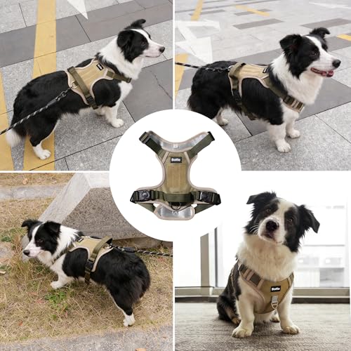 Tactical Dog Harness for Medium Dogs,No Pull Military Dog Vest with Handle,Reflective Heavy Duty Pet Harness for Walking Hiking Training M - size: Medium