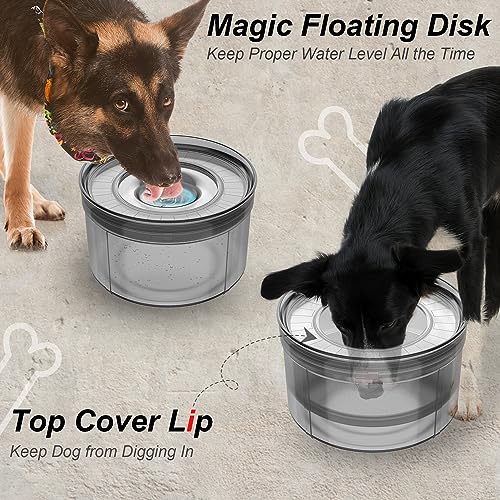 Techphardo 1Gallon No Spill Dog Water Bowl-3.8L Large Capacity, BPA-Free, Anti-Splash & Anti-Digging Design with Non-Slip Base for Messy Drinkers - color: Smoky