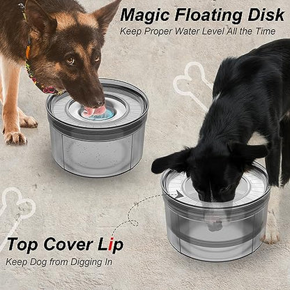 Techphardo 1Gallon No Spill Dog Water Bowl-3.8L Large Capacity, BPA-Free, Anti-Splash & Anti-Digging Design with Non-Slip Base for Messy Drinkers - color: Smoky