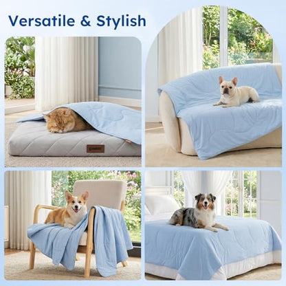 ZOMISIA Premium Cooling Blanket for Large Dogs - Q-MAX>0.5 Breathable Washable Dog Cooling Mat, Travel Soft Pet Summer Essentials, Grey, 40"x50" - color: Grey, size: L(40x50")