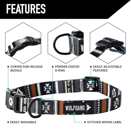 Wolfgang Heavy Duty, Adjustable Dog Collar with Quick Release Nylon Buckle for Walking & Training, NewMoon Print, Small - color: NewMoon Print, size: Small (5/8 Inch x 8-12 Inch)