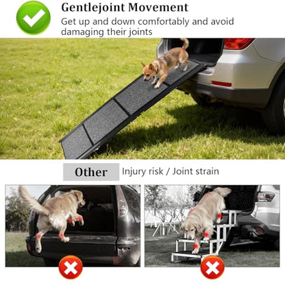 71" x 20" Dog Ramp for Car, Folding Pet Stair Ramps for Truck, SUV, Portable Pet Steps Load-Bearing 200LBS with Non-Slip Surface