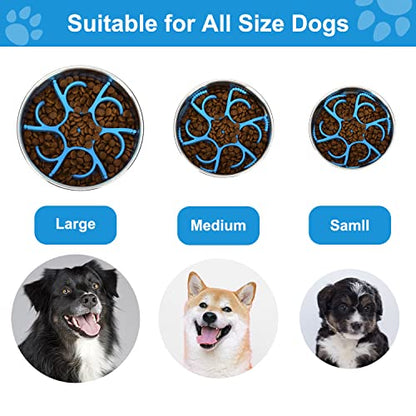 Anipaw Dog Slow Feeder Bowls Silicone Spiral Pet Food Feeder Insert to Slow Down Eating for Large Medium Small Breed Dogs Perfect with Stainless Steel Glass Ceramic Pet Bowls (Blue) - color: Blue