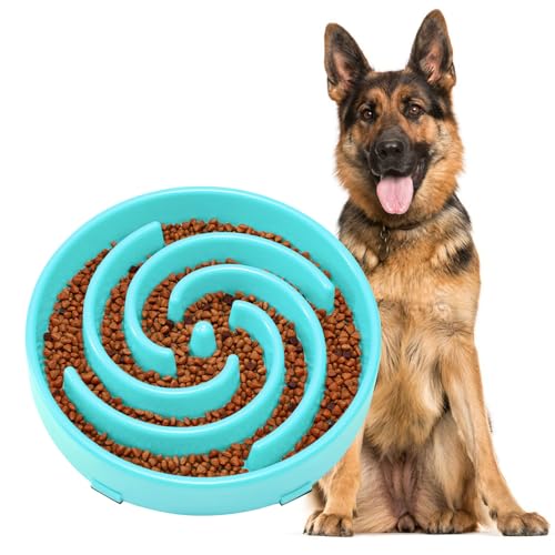 JASGOOD Slow Feeder Dogs Bowl for Large Medium Dogs,Anti-Gulping Pet Slower Food Feeding Bowls Stop Bloat,Preventing Choking - color: B-Sky Blue