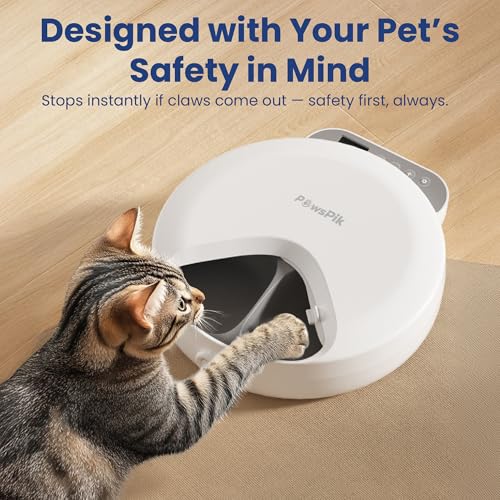 PawsPik Smart 4-Meal Automatic Pet Feeder – Programmable Timer for Wet & Dry Food, Cordless, with Ice Packs – Dog & Cat Feeder, White, 4-Cup Capacity