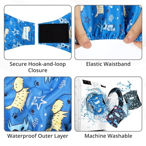 Paw Legend Washable Dogs Diapers Male Dog Belly Bands for Male Dogs Diapers Reusable Puppy & Doggie Diapers Male (3 Pack, Small) - color: Animated Dog, size: Small