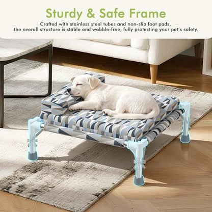Orthopedic Dog Bed for Small Dogs - Elevated Dog Couch with Bolster and Cushion, Raised Pet Couch Bed with Removable Washable Cover - size: Small