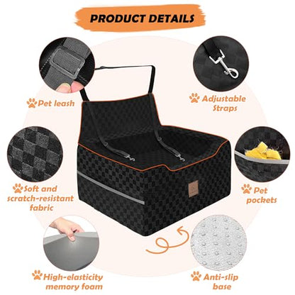 Large Dog Car Seat for Back Seat – Removable Dog Booster Seat & Washable Pet Car Seat for Medium & 2 Small Dogs up to 60lbs – Safety Straps & Storage Pocket – Travel & Home Use (Black) - color: Medium-Black