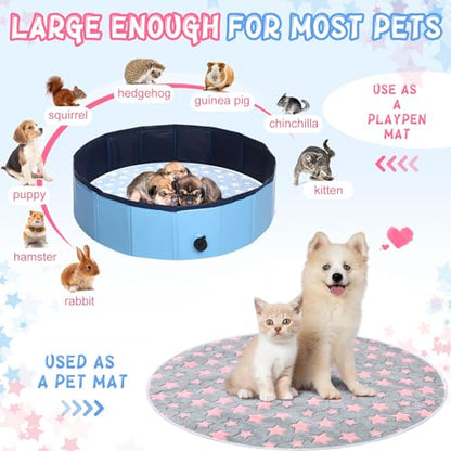 Hahafelt 4 Pcs Round Whelping Pee Pads Washable for Dogs Waterproof Pet Training Mats Reusable Puppy Whelping Pads Non Slip Cat Dog Bed Mat for Crate Kennel(Large Star,48 Inches) - size: 48 Inches