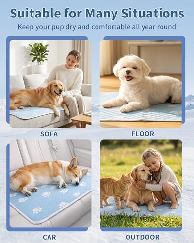 BWX Cooling Mat for Dogs - Easy Clean & Fold Cool Mat for Dogs, Chew Resistant Dog Cooling Pad with Non-Slip Bottom & Chill Soothing Fabric (S/15‘'×19') - size: S/15''×19''