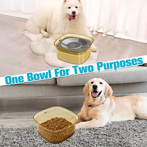 UPSKY 70oz No Spill Dog Bowl - 2L Large Capacity Spill Proof Slow Water Feeder for Messy Drinkers, Cats & Vehicles - color: F-Yellow, size: 2 L