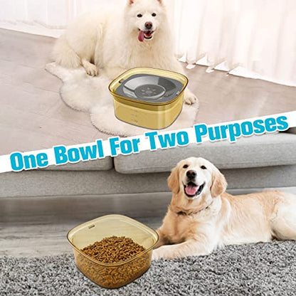 UPSKY 70oz No Spill Dog Bowl - 2L Large Capacity Spill Proof Slow Water Feeder for Messy Drinkers, Cats & Vehicles - color: F-Yellow, size: 2 L