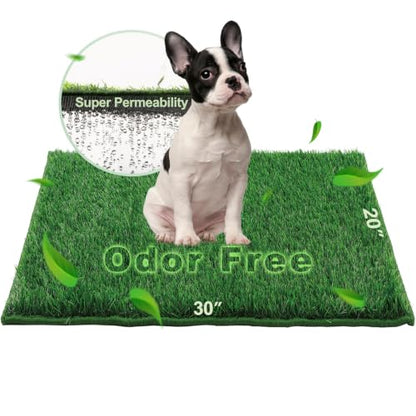 HQ4US 4LEGS Artificial Grass, Dog Pee Grass Pads for Dogs Potty, Odor Free Fake Grass for Dogs Medium 30’’×20’’ with Countless Drainage Holes, Dog Potty Grass Hemmed Edge Realistic - size: M for Dog＜ 26" Length
