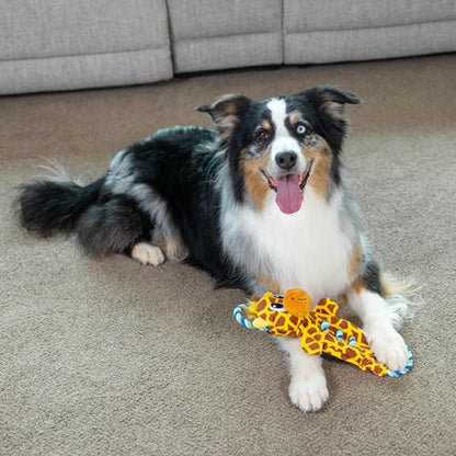 Outward Hound Ropiez Rope Interactive Dog Tug Toy for Tugging Squeaky Fun, Giraffe, Yellow, Small - color: Ropiez Giraffe