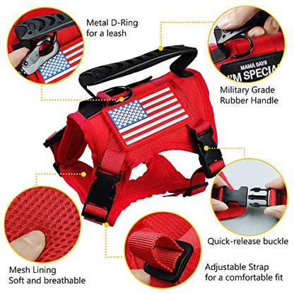 Tactical Cat Harness and Leash for Walking Escape Proof, Adjustable Military K9 Pet Vest Harness Easy Control for Large Cat, Puppy and Small Dog (Red) - color: Red