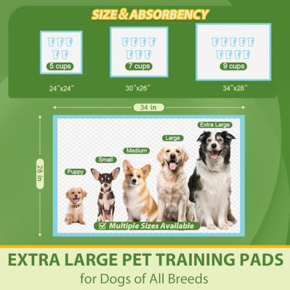 DEEP DEAR XLarge Dog Pads 28"x34", 40 Count Puppy Pads for Potty Training, Heavy Duty Pee Pads for Dogs, Dog Potty Pads for Pups, Kittens, Rabbits, Quick Drying & No Leaking Pet Pads for Housetraining - size: XLarge: 28"x34" - 40 Count