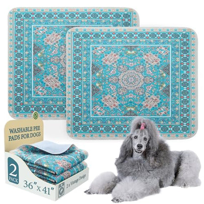 Homimp Washable Pee Pads for Dogs, 2 Pack Reusable Puppy Pads Waterproof, Absorbent and Leakproof Dog Pee Pads, Non Slip Puppy Training Pads, Pet Mat for Floor, Crate, Couch, Whelping,Blue 36"x41" - size: 36"x41"(Pack of 2)