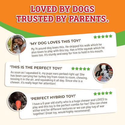 Baba Buddies 5-in-1 Turkey Leg Dog Chew Toy for Aggressive Chewers | Natural rubber & tough nylon hybrid, dental cleaning ridges, real turkey flavor. For Labrador, German Shepherd, Pit Bull