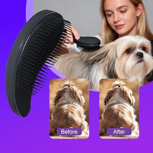 Small Dog Brush- Grooming Tool for Teddy, Yorkies, Maltese, Shih Tzu, Chihuahua - Puppy Hair Brush (Black) - color: Black