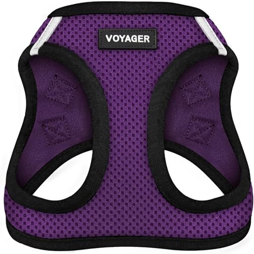 Best Pet Supplies - All Weather Mesh/Plush, Reflective, No Pull Harness for Small, Medium Dogs, Cats - Secure with Hook & Loop Fastener, Buckle, Double D-Rings - Purple/Black Trim, S - color: Harness (Purple/Black Trim), size: S (Chest: 14.5 - 16")