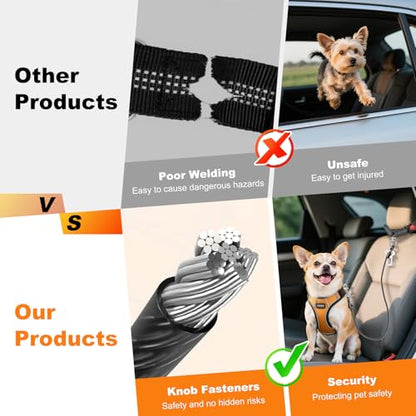 Dog Seat Belt for Car,Chew Proof Dog Car Seat Belt,2 in 1 Car Harness for Dogs Safety Seat Belt,Heavy Duty Pet Seat Belt for Medium & Large Dogs Chewer - size: 2 Pack(Black)