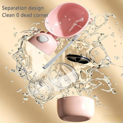 2-in-1 Dog Water Bottle, 400ML Water + 200ML Food Leak-Proof Pet Travel Water Dispenser with Detachable Bowl, BPA-Free Portable Dog Water Bottle for Walking, Hiking, Travel (Pink) - color: Pink