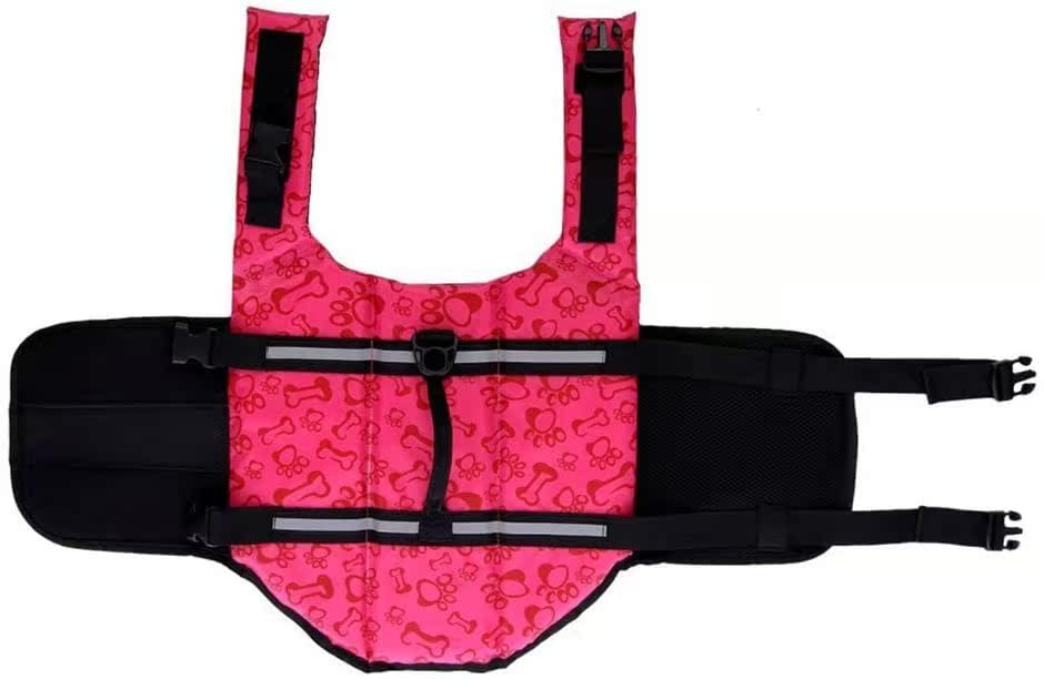 Izefia Dog Life Jacket Swimming Safety Coat Floatation Life Vest Life Saver with Handle for Small Dog Puppy Large Dog (Pink Bone, XXS) - color: Pink Bone, size: XX-Small