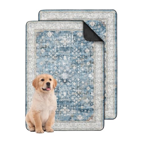 Washable Pee Pads for Dogs 2 Pack, Absorbent Reusable Puppy Pads Waterproof, Leakproof & Non-Slip Whelping Pad, Potty Training Pads for Dogs Playpen Mat 24x36 - color: B Blue, size: 24"x36"(2 Pack)